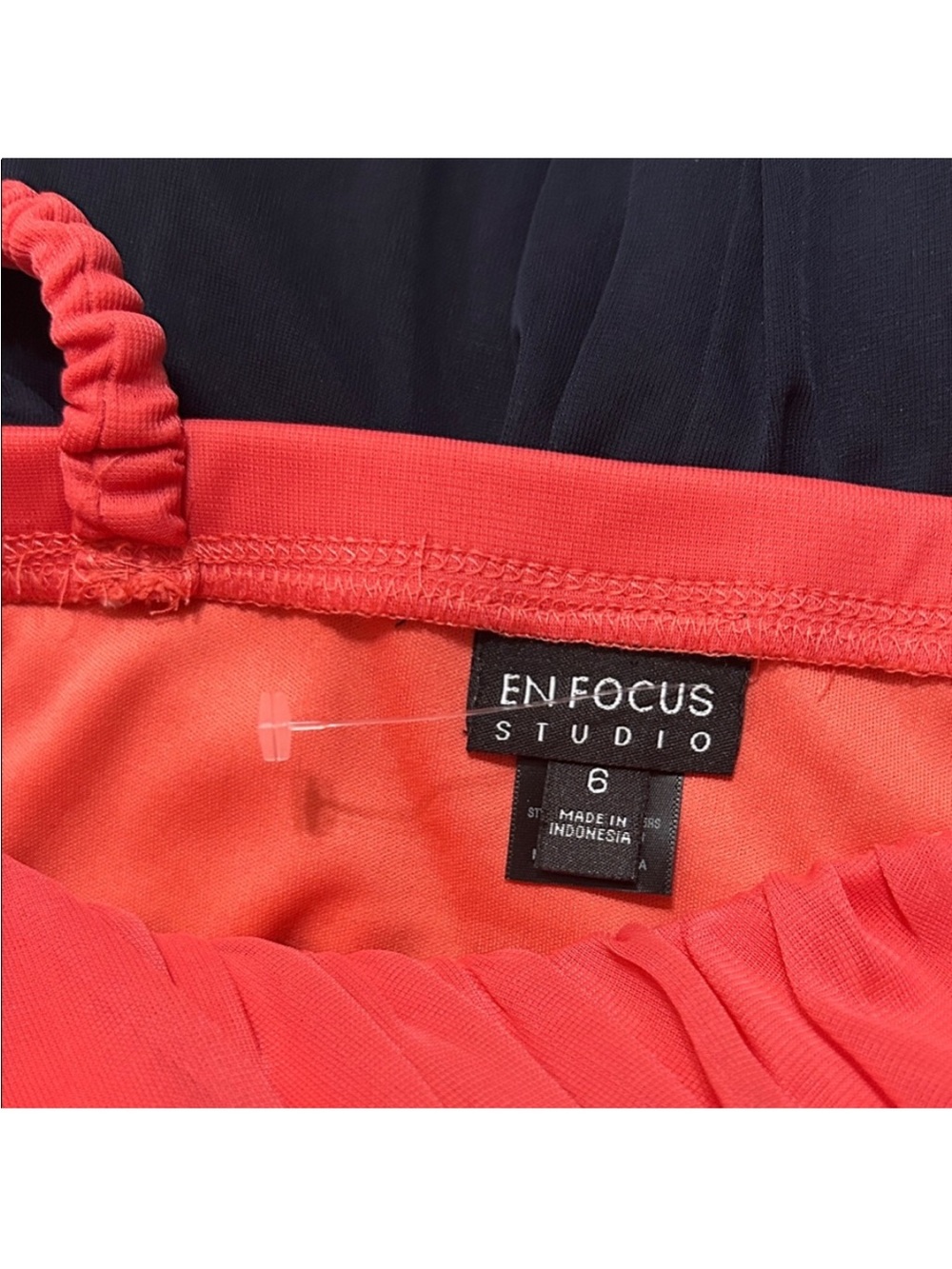 Enfocus Studio Red and Navy High-Low Spaghetti Strap Dress with Sequined Waist - Picture 8 of 8